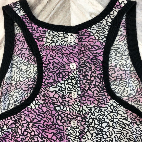 River Island Purple Abstract Button Back Tank Top - Picture 5 of 5